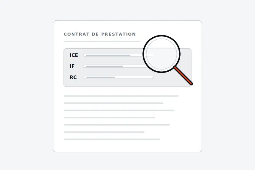 Une loupe posée sur le bloc ICE, IF et RC d'un contrat de prestation