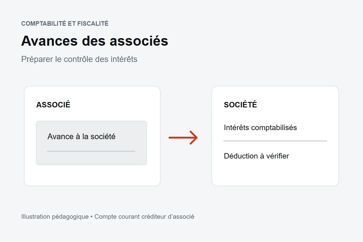 Schéma d’une avance d’associé à sa société et du contrôle fiscal des intérêts